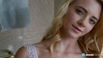 Young, Skinny Blonde Teenager Riley Scrubs Her Tiny Body In The Shower. - hotmovs.com